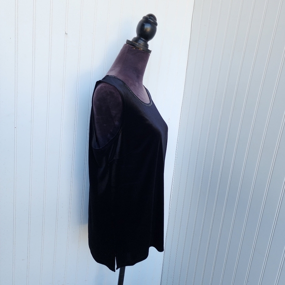 NWT Quaker Factory Top Set Women Black Sequins Velvet Stretch Formal Sleveless M - Picture 4 of 10